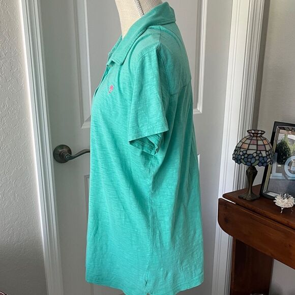 Lilly Pulitzer Resort Pima Cotton Turquoise Polo Palm Tree Logo  SZ XL - Picture 5 of 8